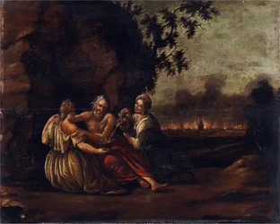 Lot und seine Töchter vor dem brennenden Sodom